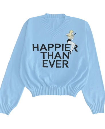 Billie Eilish Happier Than Ever Knit Sweatshirt Sky Blue