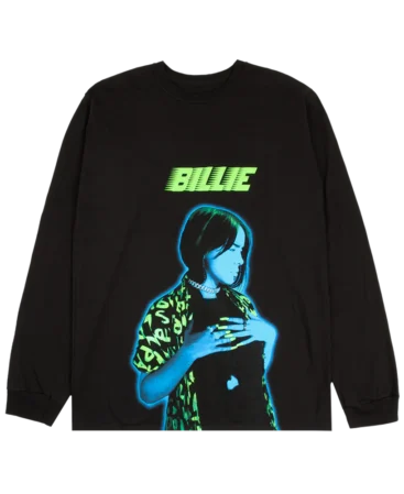 Billie Eilish Neon Photo Logo Black Sweatshirt